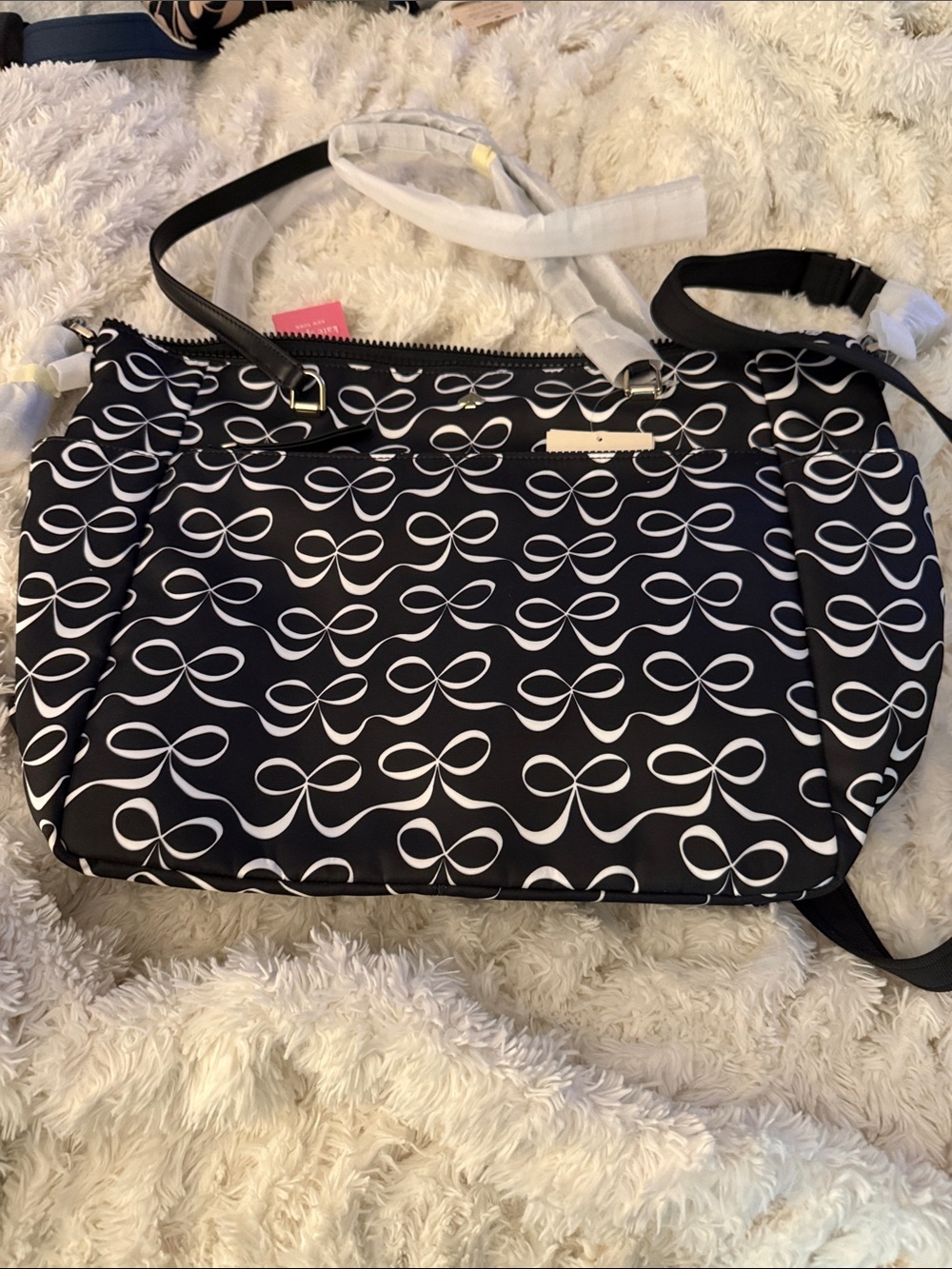 kate spade Black & White Bow-Print Baby Bag